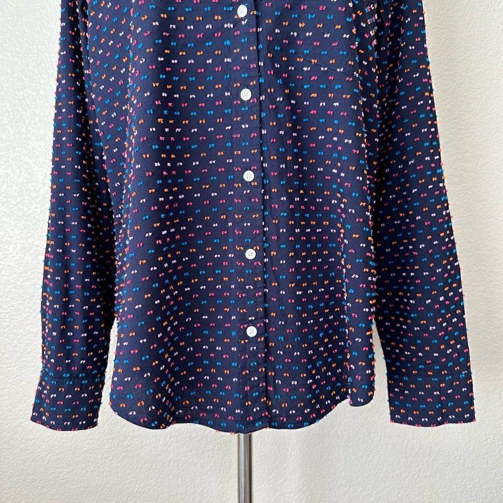 Gap Navy Blue Split Dot Button Down Women’s Perfe… - image 4